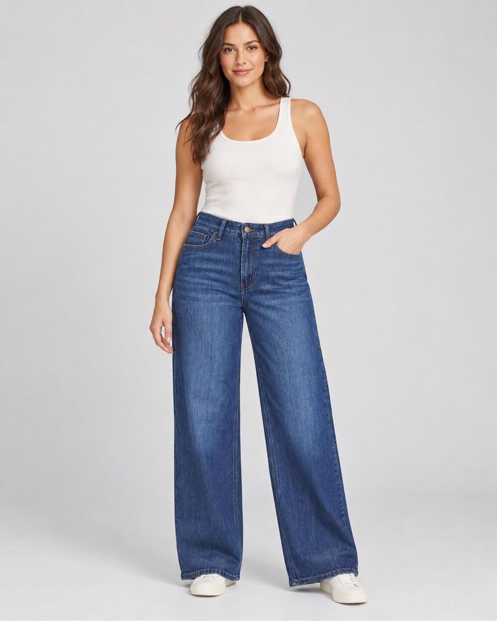 Old Navy High-Rise WOW Wide-Leg Jeans Size 8 Dark Wash Stretch Denim Non Ripped
